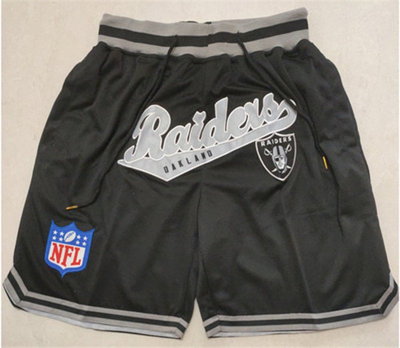 men's Los Angeles Raiders Black Just Don Pocket Zipper Football Shorts
