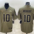 men's Activewear Football Uniform #10 Justin Herbert Jerseys 2022 Olive Salute Service Limited Shirt