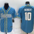 men's Activewear Football Uniform #10 Justin Herbert Jerseys Powder Blue Baseball CoolBase Shirt