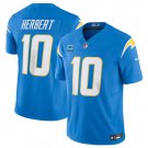 men's & kids Activewear Football Uniform 10 Justin Herbert Jerseys 2024 Blue F.U.S.E. C Patch Shirt