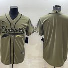 men's Football Uniform Los Angeles Chargers Blank Jerseys Olive Salute to Service Baseball Shirt