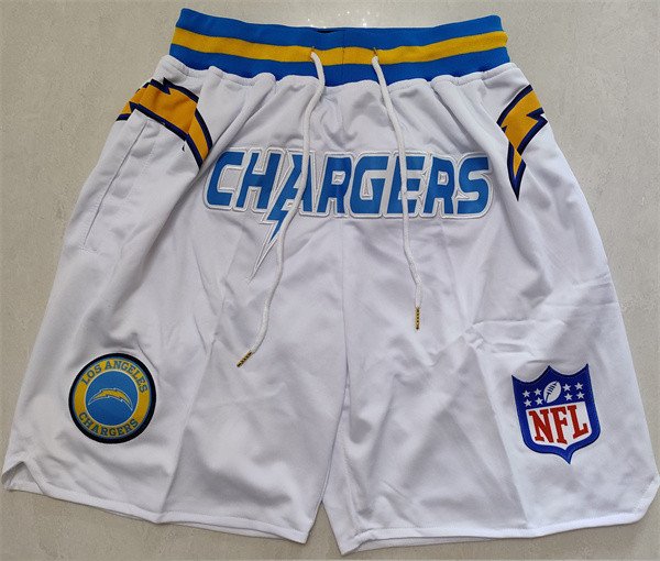 men's Los Angeles Chargers White Just Don Pocket Zipper Football Shorts