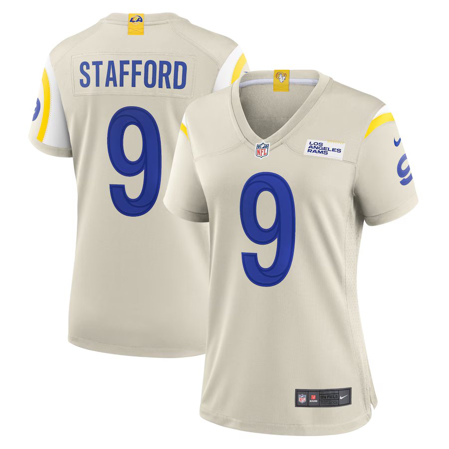 women's Activewear Football Uniform 9 Matthew Stafford Jerseys Bone Player Game Limited lady Shirt