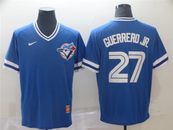 men's & youth Activewear Baseball Uniform 27 Vladimir Guerrero Jr. Jerseys Royal Cooperstown Shirt