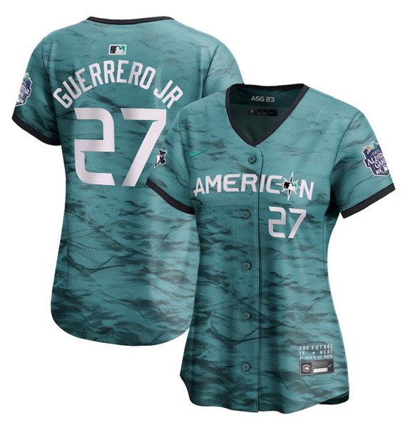 women's Activewear Baseball Uniform 27 Vladimir Guerrero Jr. Jerseys Teal 2023 All-Star lady Shirt