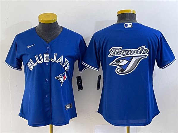 women's Activewear Baseball Uniform Toronto Blue Jays Blank Jerseys Royal Team Big Logo lady Shirt
