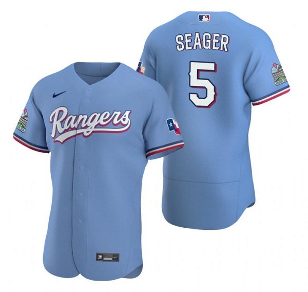men's & youth Activewear Baseball Uniform 5 Corey Seager Jerseys Light Blue Alternate Elite Shirt