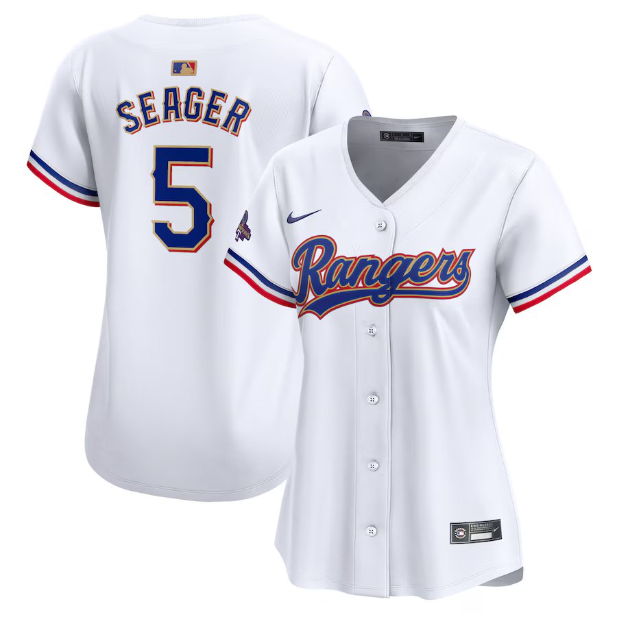 women's Activewear Baseball Uniform 5 Corey Seager Jerseys White 2024 Gold Collection lady Shirt