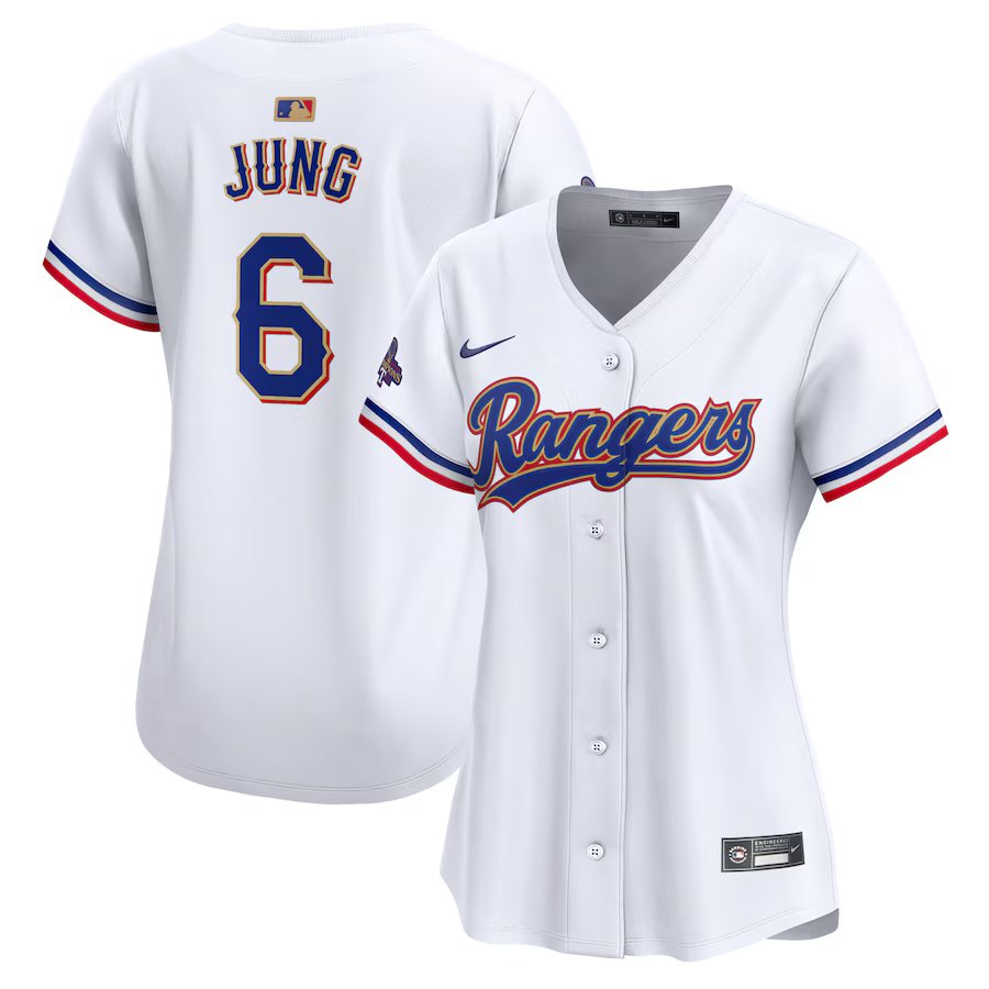 women's Activewear Baseball Uniform 6 Josh Jung Jerseys White 2024 Gold Collection lady Shirt