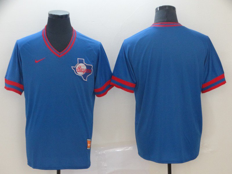 men's & youth Baseball Uniform Texas Rangers Blank Jerseys Royal Cooperstown Legend V-Neck Shirt