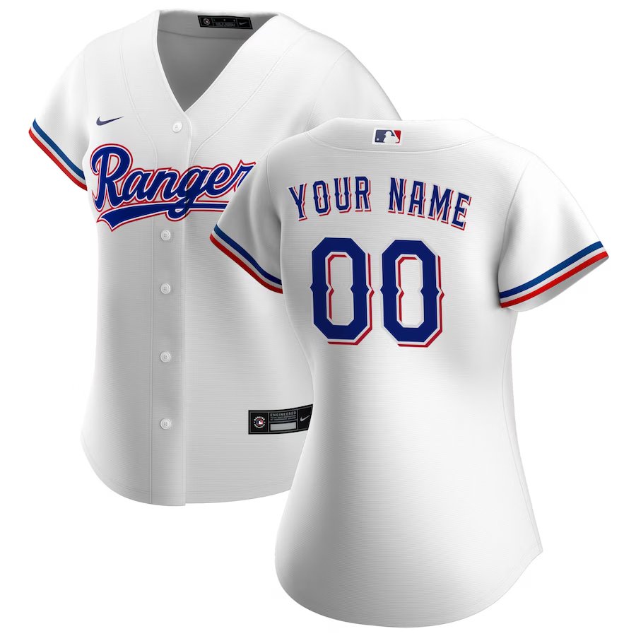 women's Baseball Texas Rangers Uniform 00 Custom name number Jerseys White Home lady Shirt
