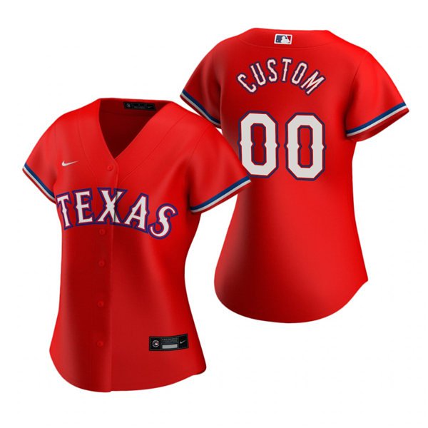 women's Baseball Texas Rangers Uniform 00 Custom name number Jerseys Red Alternate lady Shirt