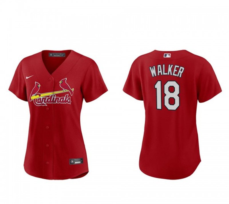 women's Activewear Baseball Uniform 18 Jordan Walker Jerseys Red Alternate Player Game lady Shirt