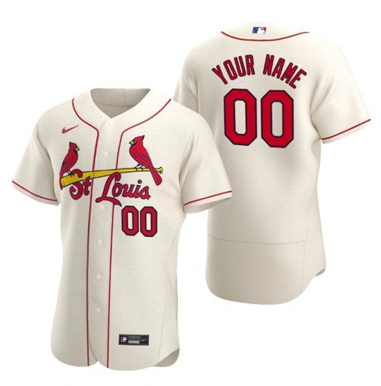 men's & youth Baseball St. Louis Cardinals 00 Custom name number Jerseys Cream Alternate Elite Shirt