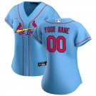 women's Baseball St. Louis Cardinals 00 Custom name number Jerseys Light Blue Alternate lady Shirt