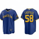 men's & youth Activewear Baseball Uniform 58 Luis Castillo Jerseys Royal 2023 City Connect Shirt