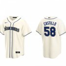 men's & youth Activewear Baseball Uniform 58 Luis Castillo Jerseys Cream Alternate Player Game Shirt