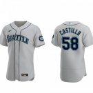 men's & youth Activewear Baseball Uniform 58 Luis Castillo Jerseys Gray Road Player Elite Shirt