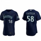 men's & youth Activewear Baseball Uniform 58 Luis Castillo Jerseys Navy Alternate Player Elite Shirt