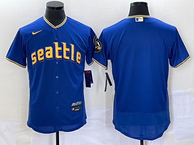 men's & youth Baseball Uniform Seattle Mariners Blank Jerseys Royal 2023 City Connect Elite Shirt