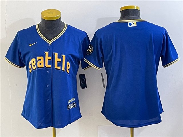women's Activewear Baseball Uniform Seattle Mariners Blank Jerseys Royal City Connect lady Shirt