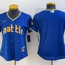 women's Activewear Baseball Uniform Seattle Mariners Blank Jerseys Royal City Connect lady Shirt