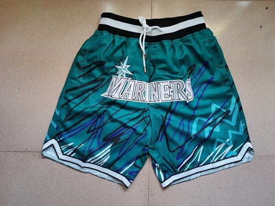 men's Seattle Mariners Green Sublimated Lightning Printing Just Don Pocket Zipper Baseball Shorts