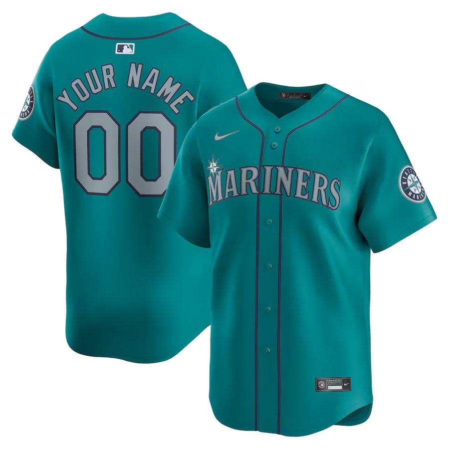 mens & youth Baseball Uniform Seattle Mariners 00 Custom name number Jerseys Aqua Alternate Shirt