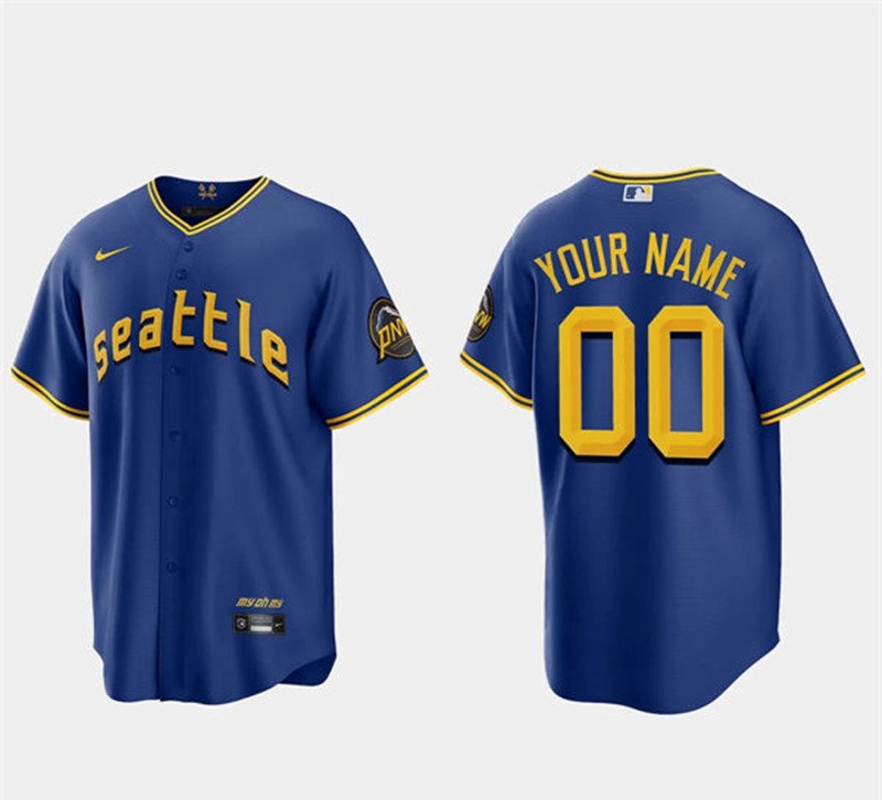 mens & youth Baseball Seattle Mariners 00 Custom name number Jerseys Royal City Connect Shirt