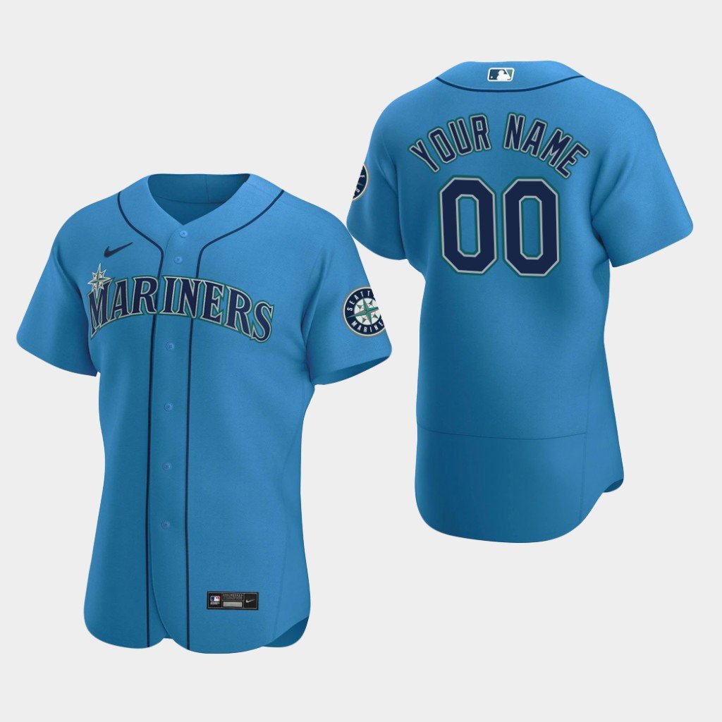 mens & youth Baseball Seattle Mariners 00 Custom name number Jerseys Royal Alternate Elite Shirt