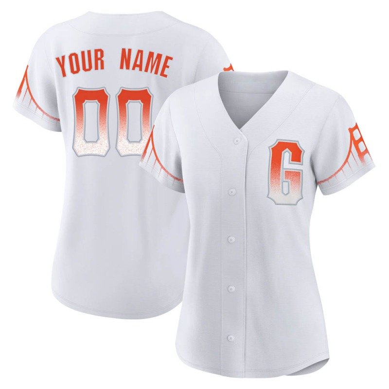 women's Baseball San Francisco Giants 00 Custom name number Jerseys White City Connect lady Shirt