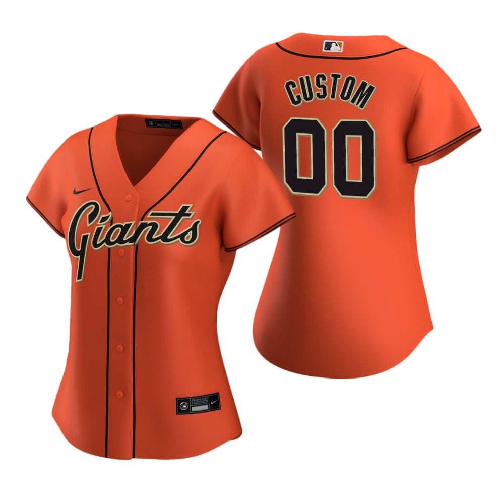 women's Baseball San Francisco Giants 00 Custom name number Jerseys Orange Alternate lady Shirt
