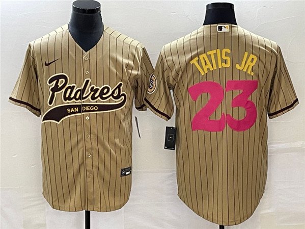 men's & youth Activewear Baseball Uniform 23 Fernando Tatis Jr. Jerseys Tan Pink CoolBase Shirt