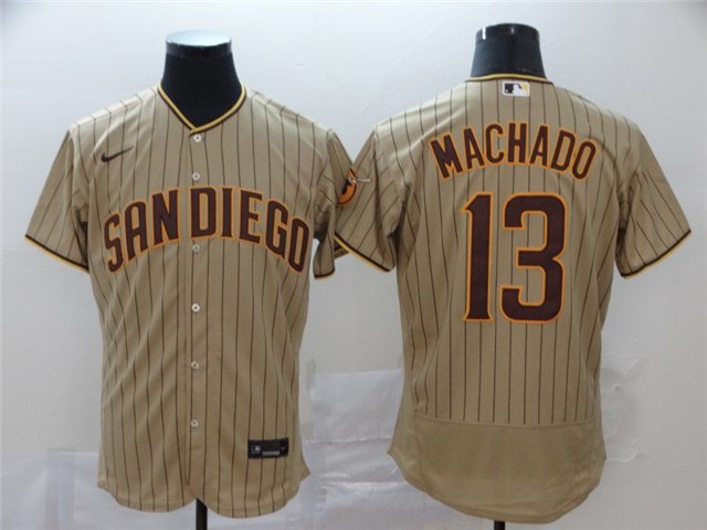 men's & youth Activewear Baseball Uniform 13 Manny Machado Jerseys Tan Alternate Player Elite Shirt