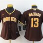 women's Activewear Baseball Uniform 13 Manny Machado Jerseys Brown Away Player Game lady Shirt