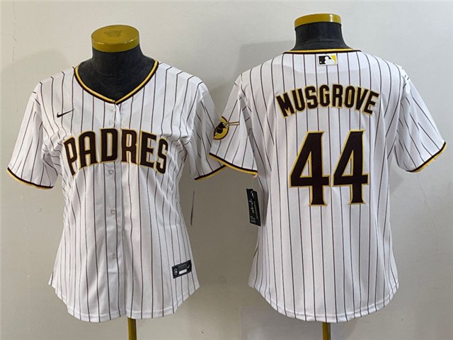 women's Activewear Baseball Uniform 44 Joe Musgrove Jerseys White Home Player Game lady Shirt