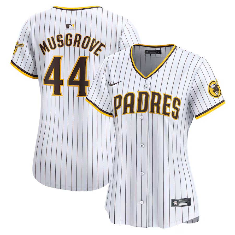 women's Activewear Baseball Uniform 44 Joe Musgrove Jerseys White Home Limited Player lady Shirt