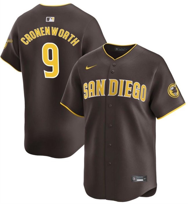 men's & youth Activewear Baseball Uniform 9 Jake Cronenworth Jerseys Brown Away Limited Player Shirt