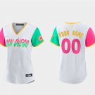 women's Baseball San Diego Padres 00 Custom name number Jerseys White 2022 City Connect lady Shirt