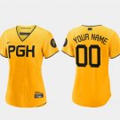 women's Baseball Pittsburgh Pirates 00 Custom name number Jerseys Gold 2023 City Connect lady Shirt