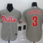 men's & youth Baseball Team Uniform 3 Bryce Harper Jerseys Gray Away Limited Player Shirt