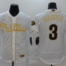 men's & youth Baseball Team Uniform 3 Bryce Harper Jerseys White Golded Edition Elite Shirt
