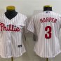 women's Baseball Team Uniform 3 Bryce Harper Jerseys White Home Limited Player lady Shirt