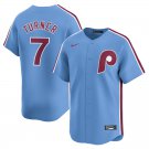 men's & youth Baseball Team Uniform 7 Trea Turner Jerseys Light Blue Alternate Limited Player Shirt
