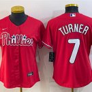women's Baseball Team Uniform 7 Trea Turner Jerseys Red Alternate Player Game lady Shirt