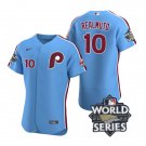men's & youth Baseball Team Uniform 10 J.T. Realmuto Jerseys Blue 2022 World Series Elite Shirt