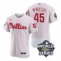 men's & youth Baseball Team Uniform 45 Zack Wheeler Jerseys White 2022 World Series Elite Shirt