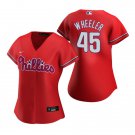 women's Baseball Team Uniform 45 Zack Wheeler Jerseys Red Alternate Player Game lady Shirt