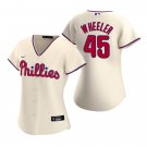 women's Baseball Team Uniform 45 Zack Wheeler Jerseys Cream Alternate Player Game lady Shirt
