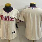 women's Baseball Philadelphia Phillies Uniform Blank Jerseys Cream Alternate Player Game lady Shirt